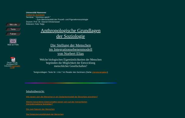Vorschau von www.feliz.de, Anthropologische Grundlagen der Soziologie