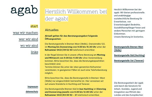 Vorschau von www.agab.de, Aktionsgemeinschaft arbeitsloser Bürgerinnen und Bürger e.V. (agab)