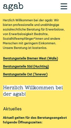 Vorschau der mobilen Webseite www.agab.de, Aktionsgemeinschaft arbeitsloser Bürgerinnen und Bürger e.V. (agab)