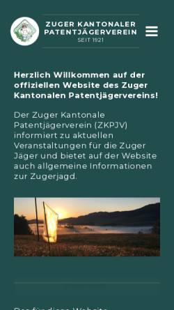 Vorschau der mobilen Webseite www.zugerjagd.ch, Patentjäger Verein des Kantons Zug