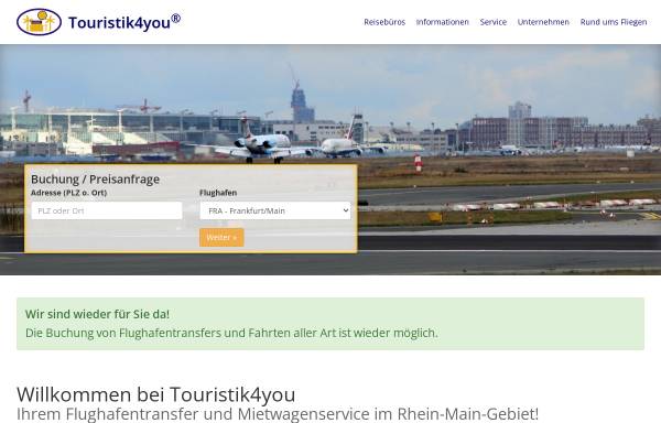 Vorschau von www.airportshuttles.de, Touristik4you Michael Reinheimer