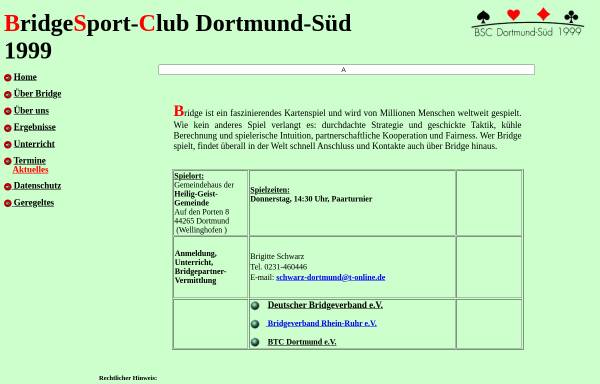 Vorschau von www.bsc-dortmund.de, BridgeSport-Club Dortmund-Süd 1999