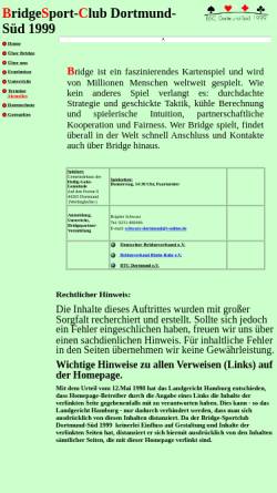 Vorschau der mobilen Webseite www.bsc-dortmund.de, BridgeSport-Club Dortmund-Süd 1999