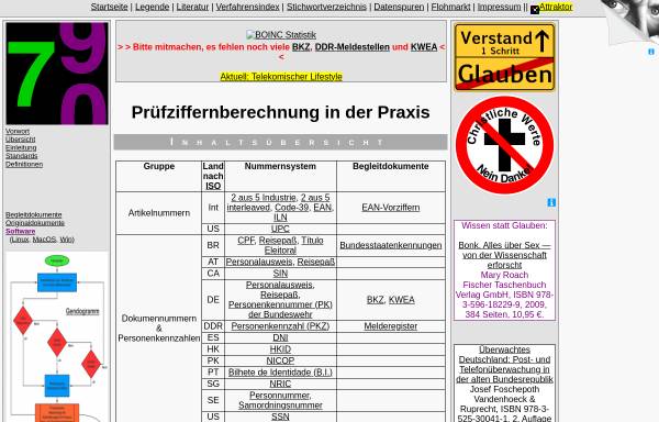 Vorschau von www.pruefziffernberechnung.de, Verfahren zur Berechnung von Prüfziffern