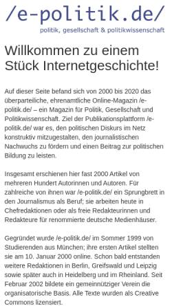 Vorschau der mobilen Webseite e-politik.de, e-politik.de