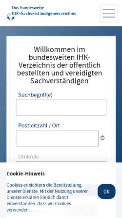 Vorschau der mobilen Webseite svv.ihk.de, IHK Sachverständigen-Verzeichnis