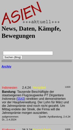 Vorschau der mobilen Webseite www.umwaelzung.de, Asien Aktuell