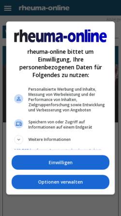 Vorschau der mobilen Webseite www.rheuma-online.de, rheuma-online