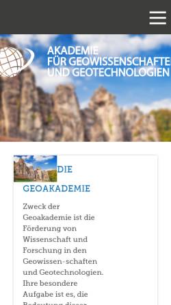 Vorschau der mobilen Webseite www.geoakademie.de, Akademie für Geowissenschaften und Geotechnologien e.V.