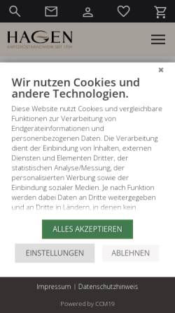 Vorschau der mobilen Webseite www.hagen-onlineshop.de, Hagen Kaffee