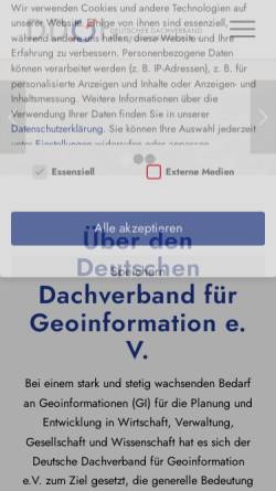 Vorschau der mobilen Webseite www.ddgi.de, Deutscher Dachverband für Geoinformation e.V.