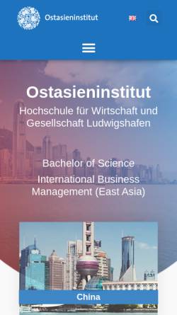 Vorschau der mobilen Webseite www.oai.de, Ostasieninstitut der FH Ludwigshafen