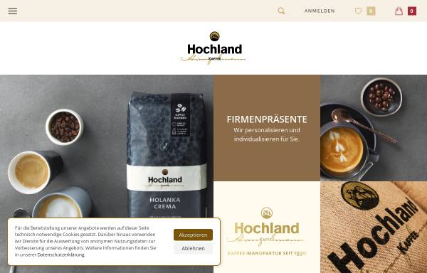 Vorschau von www.hochland-kaffee.de, Hochland Kaffee und Tee