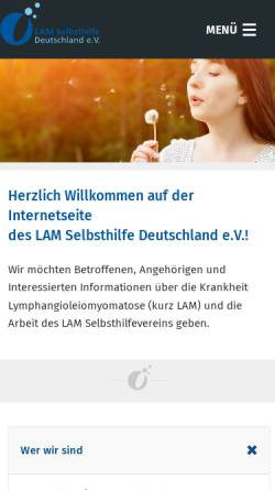Vorschau der mobilen Webseite www.lam-info.de, Lymphangioleiomyomatose-Selbsthilfe Deutschland