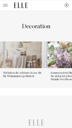 Vorschau der mobilen Webseite www.elle.de, Elle Decoration