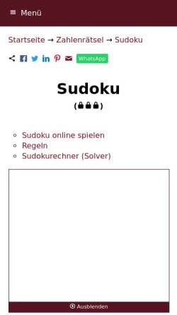 Vorschau der mobilen Webseite sandrock-jonas.lima-city.de, Online-Sudoku & Solver