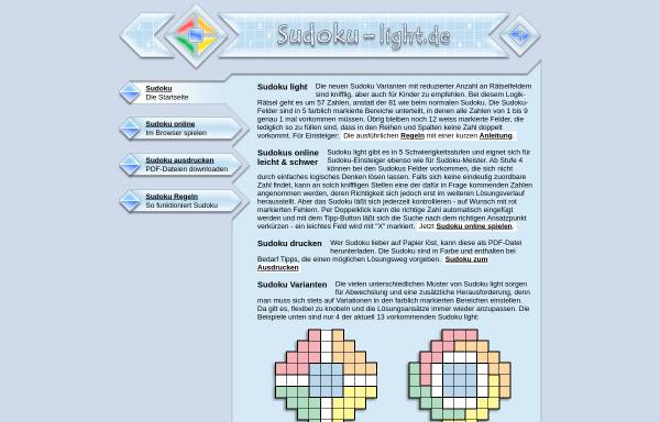 Vorschau von www.sudoku-light.de, Sudoku light