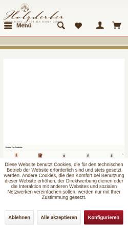 Vorschau der mobilen Webseite www.holzderber.de, Chocolaterie Holzderber