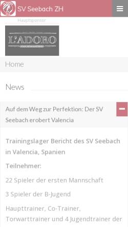Vorschau der mobilen Webseite www.svseebach.ch, Sportverein Seebach
