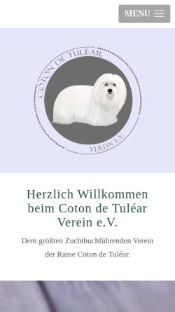 Vorschau der mobilen Webseite www.coton-online.de, Coton de Tuléar-Verein e.V.