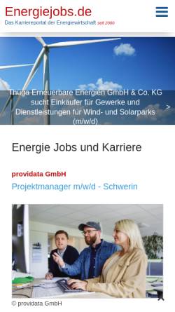 Vorschau der mobilen Webseite www.energiejobs.de, Energiejobs. de - Karriereportal der Energiewirtschaft