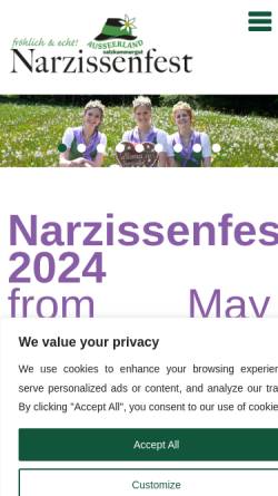 Vorschau der mobilen Webseite www.narzissenfest.at, Altausseer Narzissenlauf