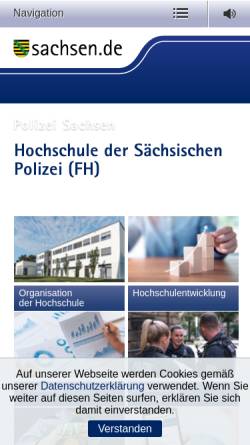Vorschau der mobilen Webseite www.polizei.sachsen.de, Hochschule der Sächsischen Polizei