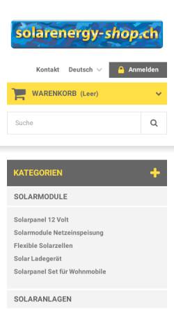 Vorschau der mobilen Webseite www.solarenergy-shop.ch, go Solar GmbH