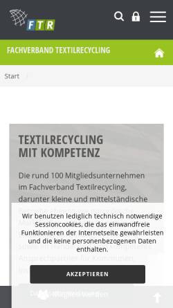 Vorschau der mobilen Webseite www.fachverband-textil-recycling.de, Fachverband Textil Recycling e.V.
