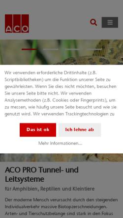 Vorschau der mobilen Webseite www.aco-pro.de, ACO Durofarm GmbH