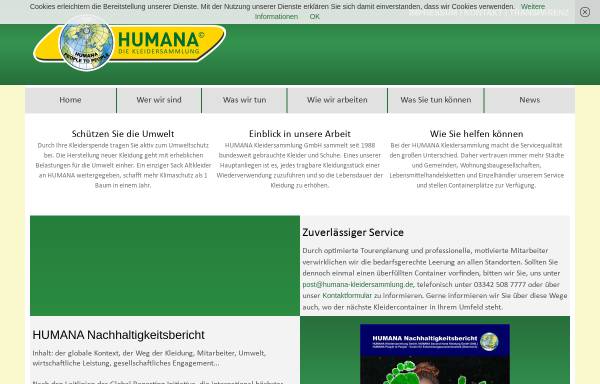 Vorschau von www.humana-kleidersammlung.de, Humana Kleidersammlung GmbH