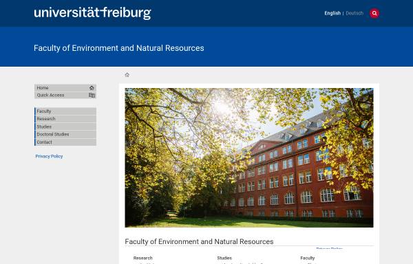 Vorschau von www.ffu.uni-freiburg.de, Fakultät für Forst- und Umweltwissenschaften der Albert-Ludwigs-Universität