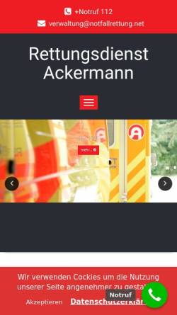 Vorschau der mobilen Webseite notfallrettung.net, Rettungsdienst Ackermann