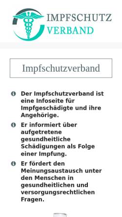 Vorschau der mobilen Webseite www.impfschutzverband.de, Schutzverband für Impfgeschädigte e.V.