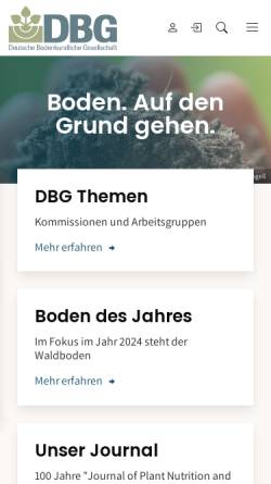 Vorschau der mobilen Webseite www.dbges.de, Deutsche Bodenkundliche Gesellschaft