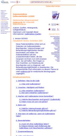 Vorschau der mobilen Webseite www.patientenleitlinien.de, Patientenleitlinie Gallensteinleiden und Gallenkoliken