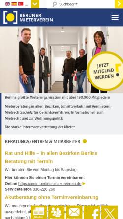 Vorschau der mobilen Webseite www.berliner-mieterverein.de, BMV-Beratungsstellen Tempelhof-Schöneberg, Mieterberatung