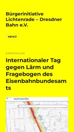 Vorschau der mobilen Webseite www.dresdner-bahn.de, Bürgerinitiative Lichtenrade - Dresdner Bahn e.V.