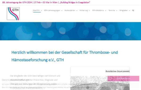 Vorschau von www.gth-online.org, Gesellschaft für Thrombose- und Hämostaseforschung