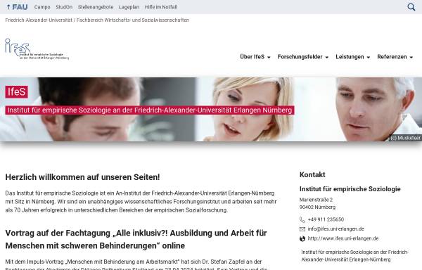 Vorschau von www.ifes.uni-erlangen.de, Institut für empirische Soziologie an der Friedrich-Alexander-Universität Erlangen-Nürnberg