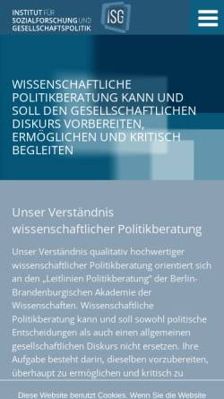 Vorschau der mobilen Webseite www.isg-institut.de, Institut für Sozialforschung und Gesellschaftspolitik (ISG)