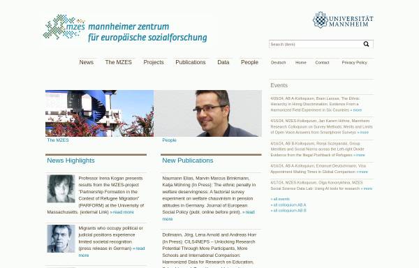 Vorschau von www.mzes.uni-mannheim.de, Mannheimer Zentrum für Europäische Sozialforschung (MZES)