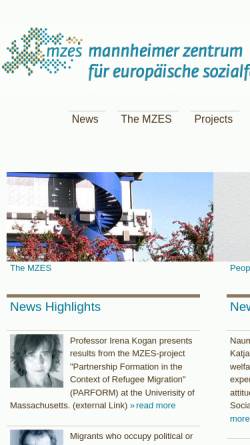 Vorschau der mobilen Webseite www.mzes.uni-mannheim.de, Mannheimer Zentrum für Europäische Sozialforschung (MZES)