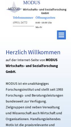 Vorschau der mobilen Webseite www.modus-bamberg.de, Modus Wirtschafts- und Sozialforschung