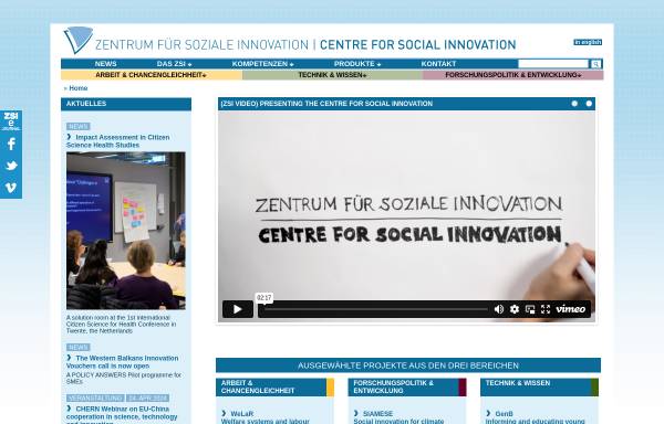Vorschau von www.zsi.at, Zentrum für soziale Innovation