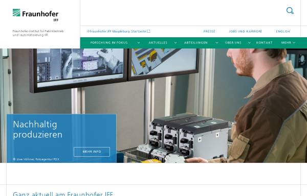 Vorschau von www.iff.fraunhofer.de, Fraunhofer-Institut für Fabrikbetrieb und -automatisierung (Fraunhofer IFF)
