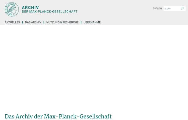 Vorschau von www.archiv-berlin.mpg.de, Archiv zur Geschichte der Max-Planck-Gesellschaft