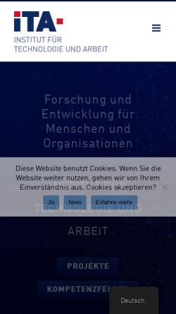 Vorschau der mobilen Webseite www.ita-kl.de, Institut für Technologie und Arbeit e.V.