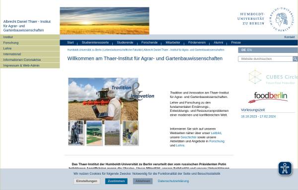 Vorschau von www.agrar.hu-berlin.de, Berlin Humboldt-Universität