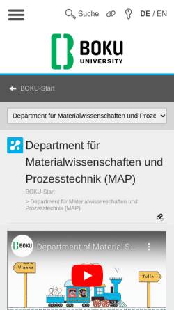 Vorschau der mobilen Webseite www.map.boku.ac.at, Department für Materialwissenschaften und Prozesstechnik an der Universität für Bodenkultur (BOKU)